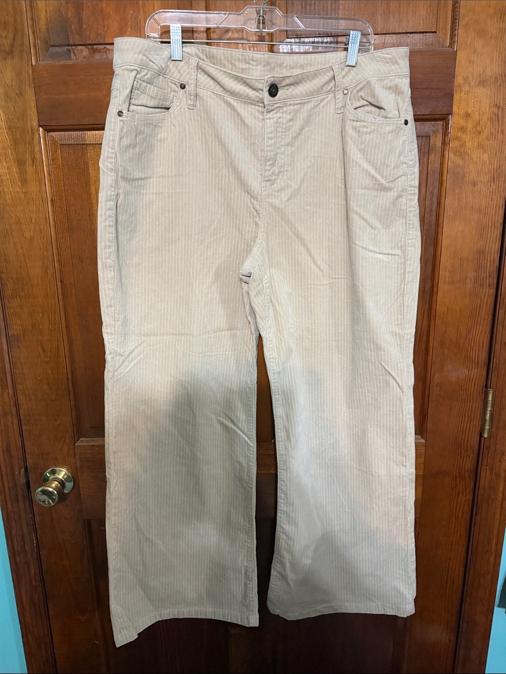 CAbi Wide-Leg Corduroy Pants in Light Tan